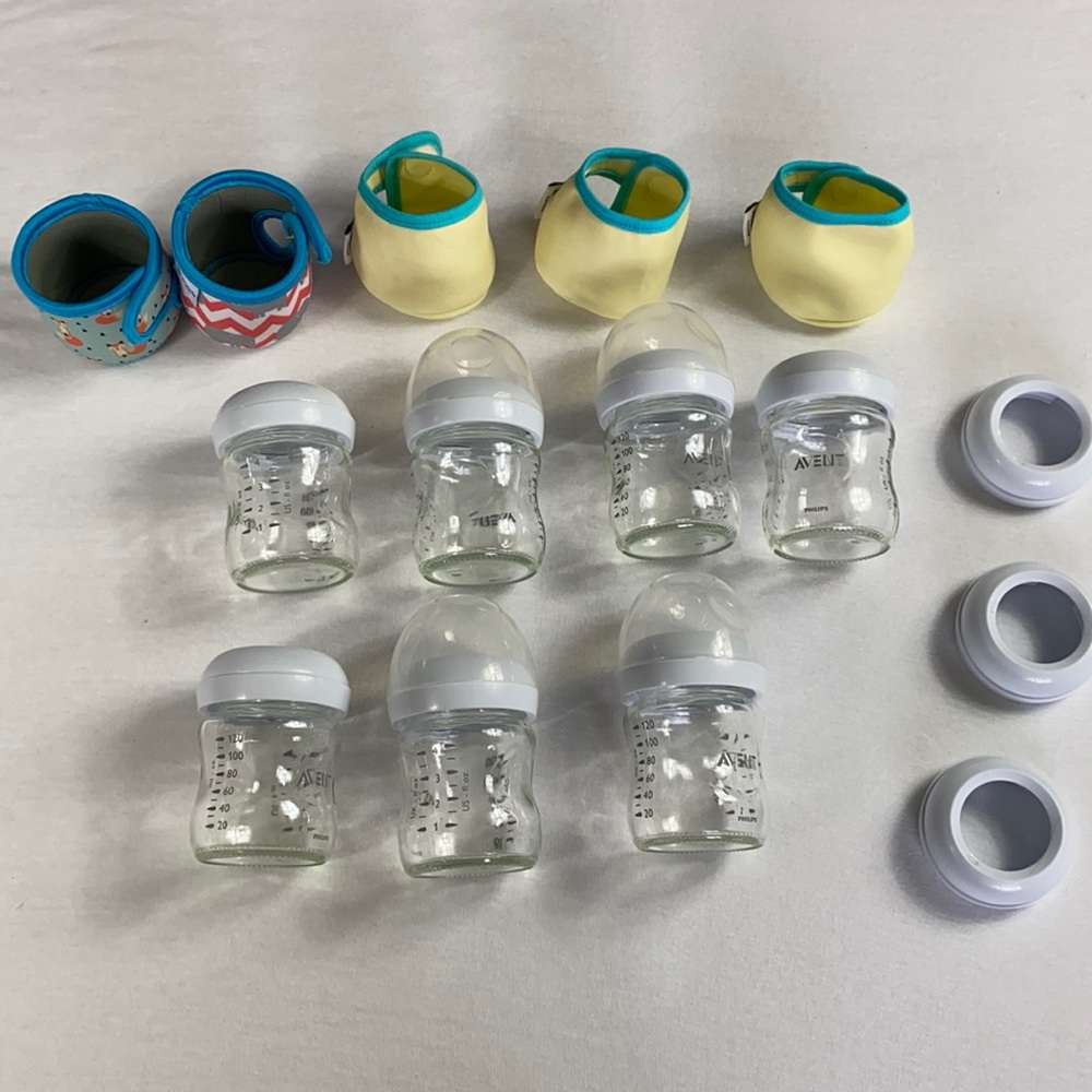7 glass avent 4 ounce bottle 5 bottle covers